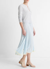 Pleated Satin Tiered Skirt in Dresses & Skirts - SKY MIST