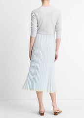 Pleated Satin Tiered Skirt in Dresses & Skirts - SKY MIST