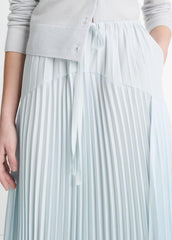 Pleated Satin Tiered Skirt in Dresses & Skirts - SKY MIST