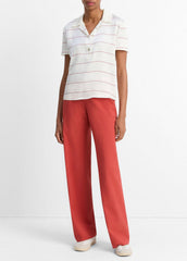Knit-Collar Striped Silk Polo Shirt in Shirts & Tees - CREAM/BRICK ROSE