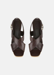 Clementina Leather Platform Sandal in Shoes - CACAO BROWN