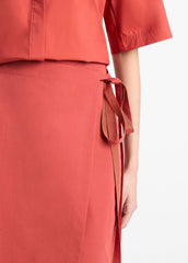 Cotton-Blend Straight Wrap Skirt in Dresses & Skirts - BRICK ROSE