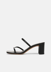 Ona Leather Heeled Sandal in Shoes - BLACK