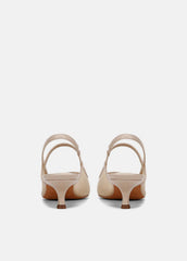 Venice Leather and Mesh Slingback Kitten Heel in Shoes - BIRCH SAND