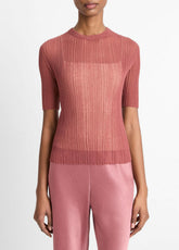 Italian Cotton-Blend Double-Layer Top in Sweaters - ROSE JAM/SABBIA