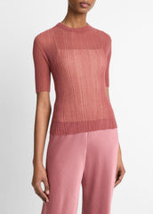 Italian Cotton-Blend Double-Layer Top in Sweaters - ROSE JAM/SABBIA