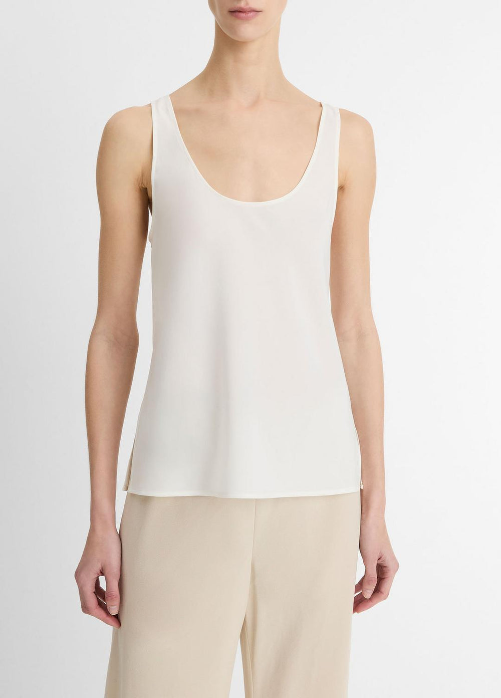 Classic Stretch-Silk Bias Tank in Shirts & Tees - OFF WHITE