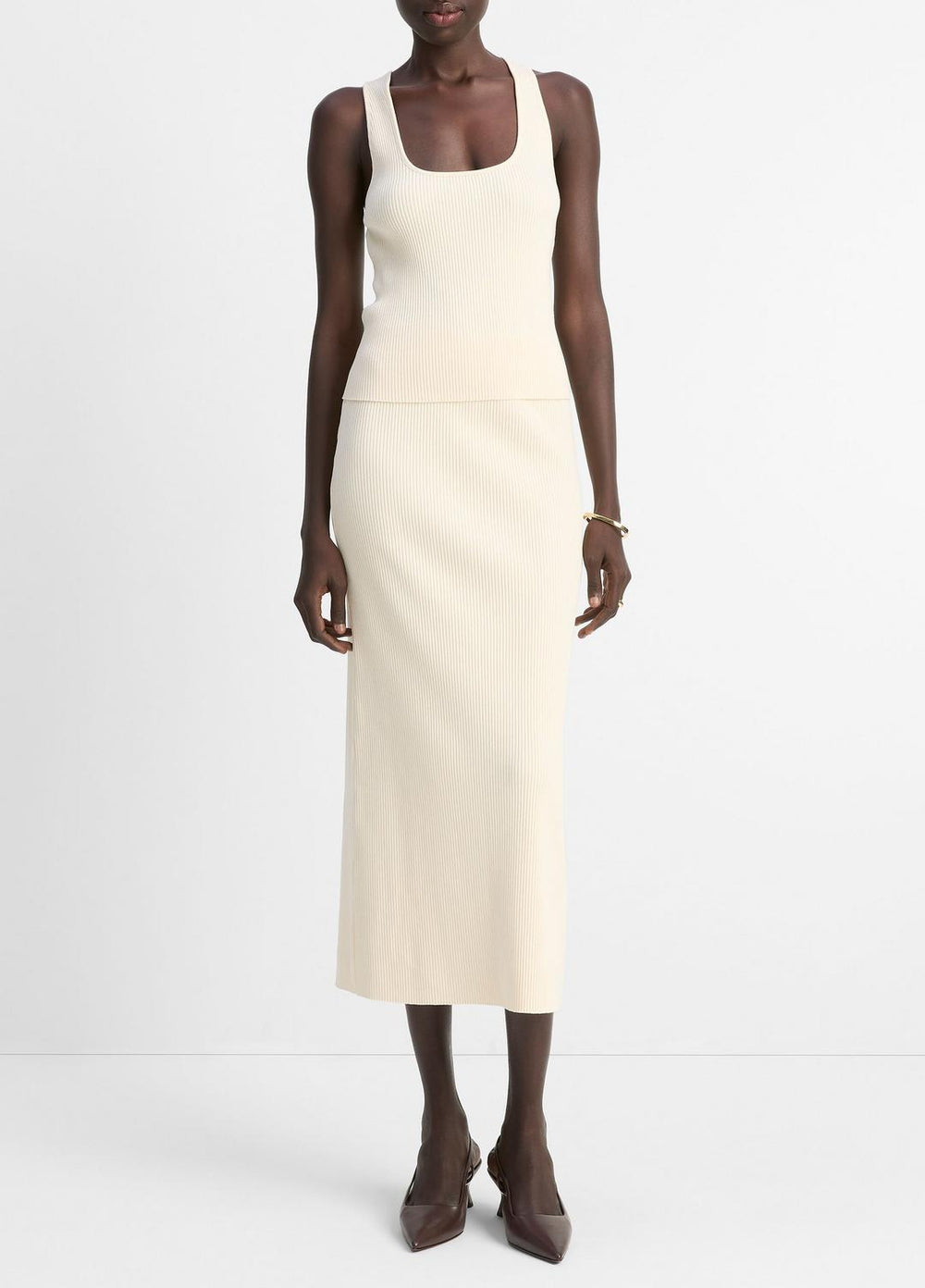 Ribbed Cotton-Blend Midi Skirt in Dresses & Skirts - OAT SHELL