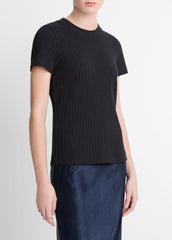 Ribbed Cotton-Blend Top in Shirts & Tees - COASTAL BLUE