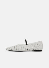 Vivian Leather Mary Jane Flat in Shoes - WHITE