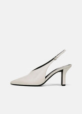 Devi Leather Slingback Pump in Shoes - MILK