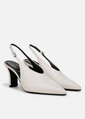 Devi Leather Slingback Pump in Shoes - MILK