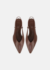 Ines Leather Slingback Flat in Shoes - COFFEE