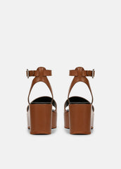 Phillipa Leather Platform Sandal in Shoes - SEQUOIA BROWN