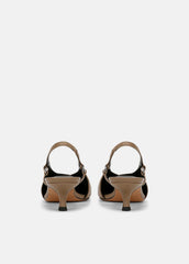 Sabrina Leather Slingback Kitten Heel in Shoes - SAND SHELL