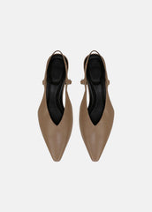 Sabrina Leather Slingback Kitten Heel in Shoes - SAND SHELL