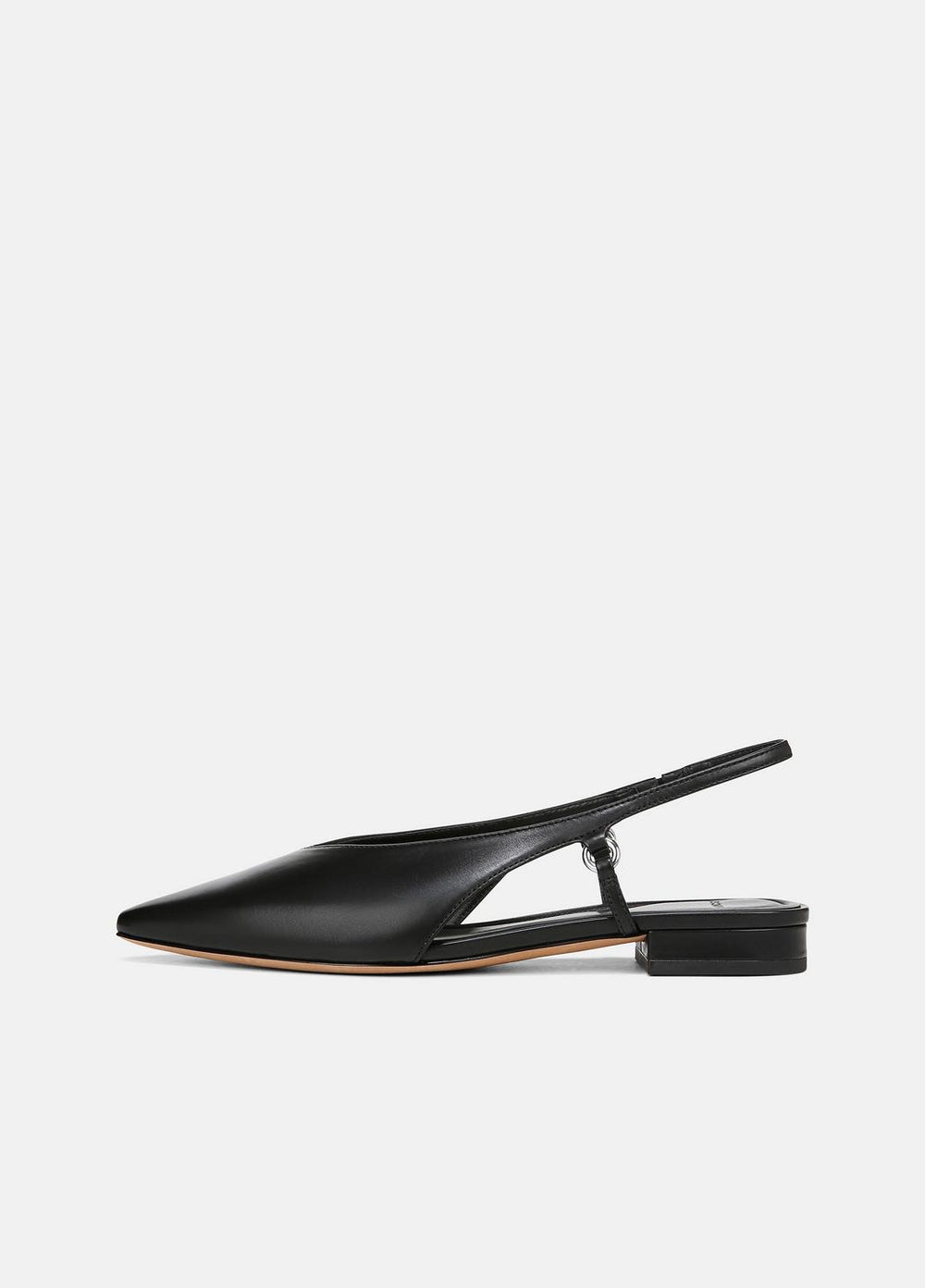 Ines Leather Slingback Flat in Shoes - BLACK