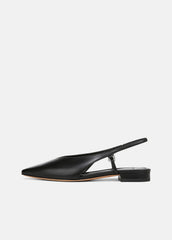 Ines Leather Slingback Flat in Shoes - BLACK