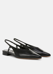Ines Leather Slingback Flat in Shoes - BLACK