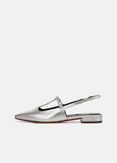 Iliana Metallic Leather Slingback Flat in Shoes - SILVER