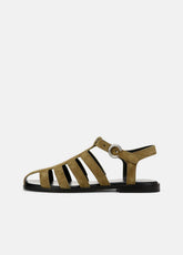 Melina Suede Fisherman Sandal in Shoes - OLIVE WOOD