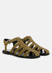 Melina Suede Fisherman Sandal in Shoes - OLIVE WOOD
