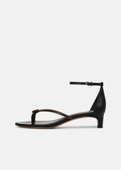 Siri Leather Heeled Sandal in Shoes - BLACK/NUTWOOD