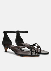 Siri Leather Heeled Sandal in Shoes - BLACK/NUTWOOD