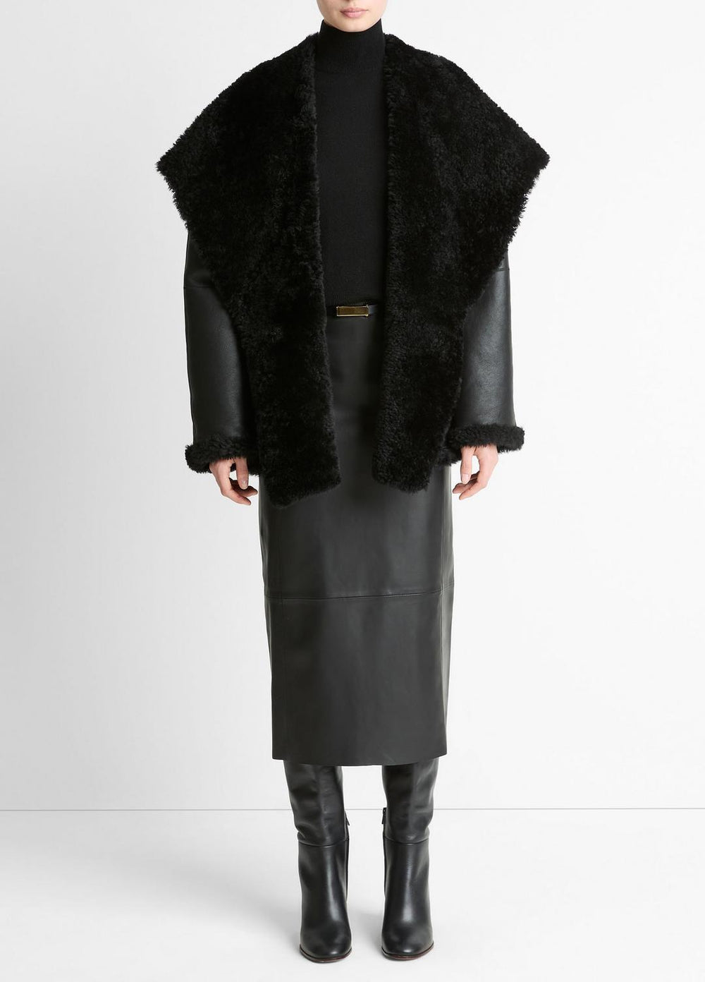 Shearling Hooded Jacket in Jackets - BLACK