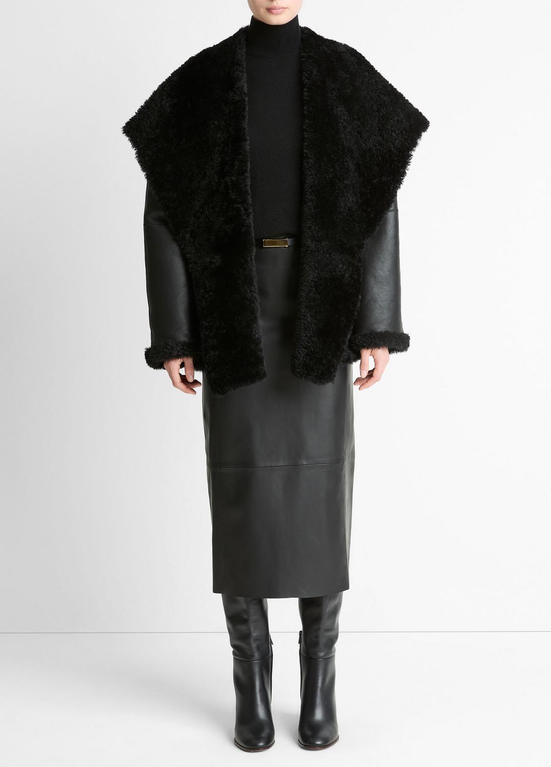 Shearling Hooded Jacket in Jackets - BLACK