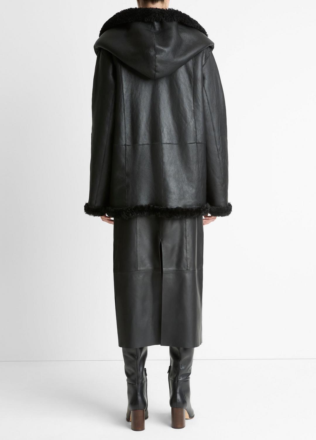 Shearling Hooded Jacket in Jackets - BLACK