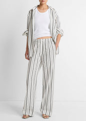 Resort Stripe Pull-On Pant in Wide Leg - WHITE/BLACK