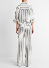 Resort Stripe Pull-On Pant in Wide Leg - WHITE/BLACK
