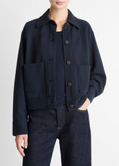 Double-Face Cropped Jacket in Jackets - COASTAL BLUE