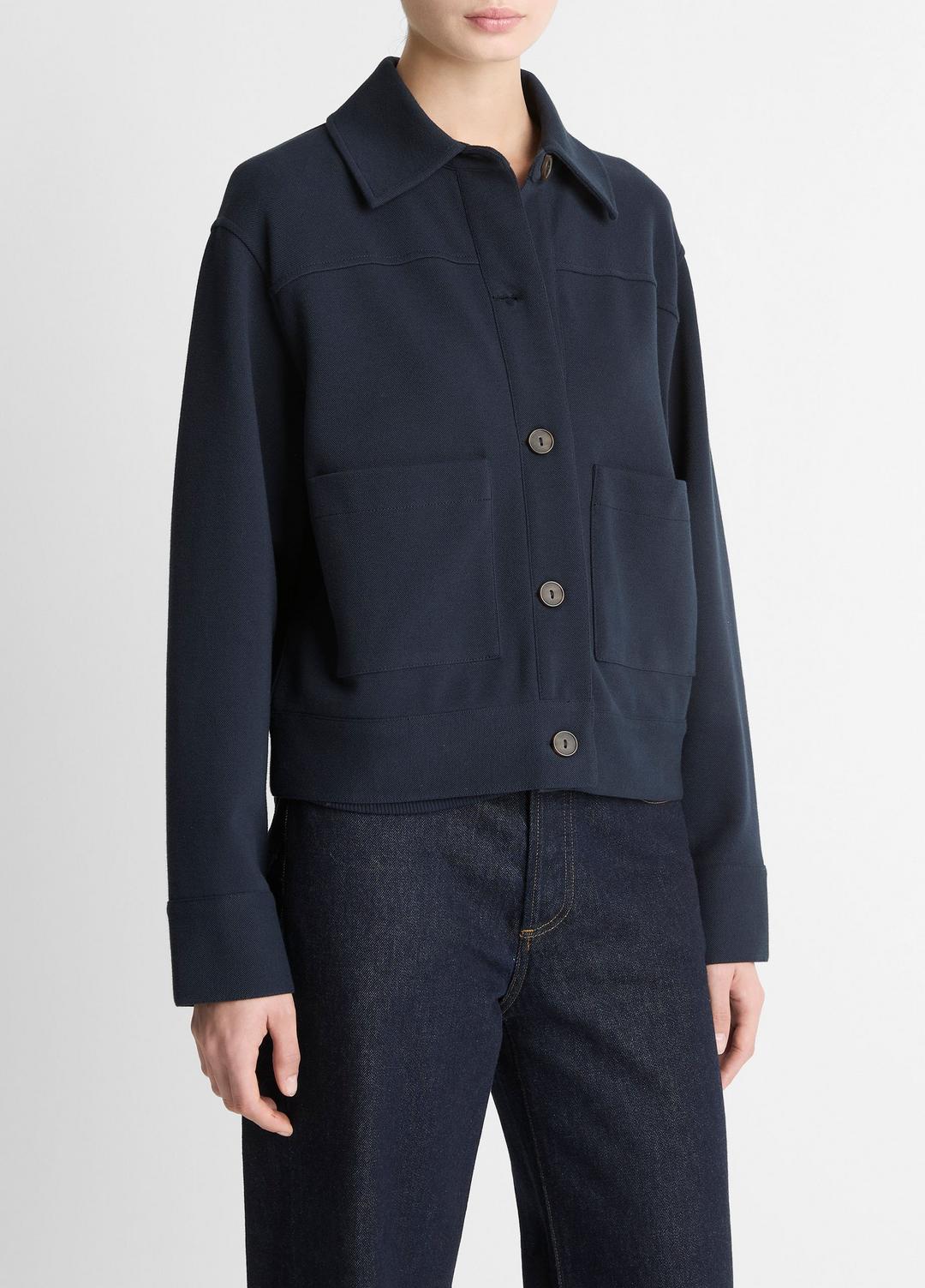 Double-Face Cropped Jacket in Jackets - COASTAL BLUE