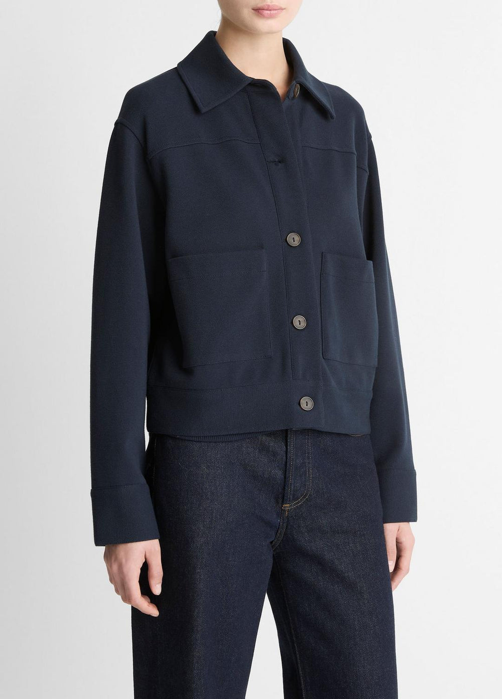 Double-Face Cropped Jacket in Jackets - COASTAL BLUE