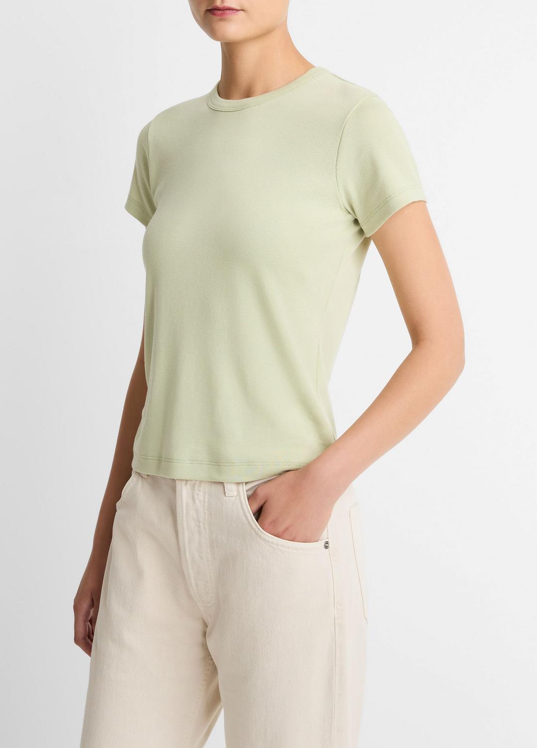 Pima Cotton-Blend '90s Shrunken T-Shirt in Short Sleeve - PALE FERN