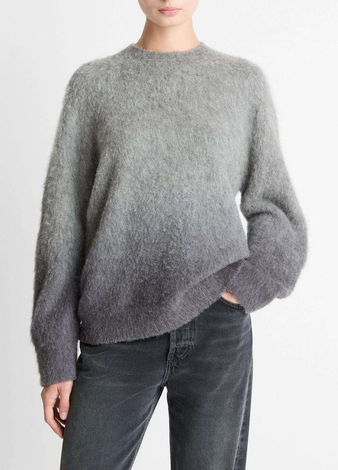 Ombré Alpaca & Wool-Blend Sweater in Crew Neck - GREY OMBRE