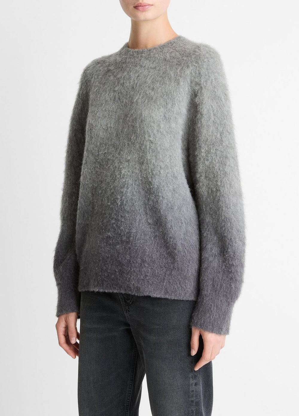 Ombré Alpaca & Wool-Blend Sweater in Crew Neck - GREY OMBRE