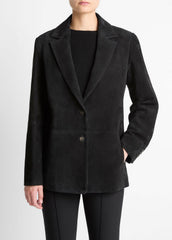 Suede Blazer in Blazers - BLACK