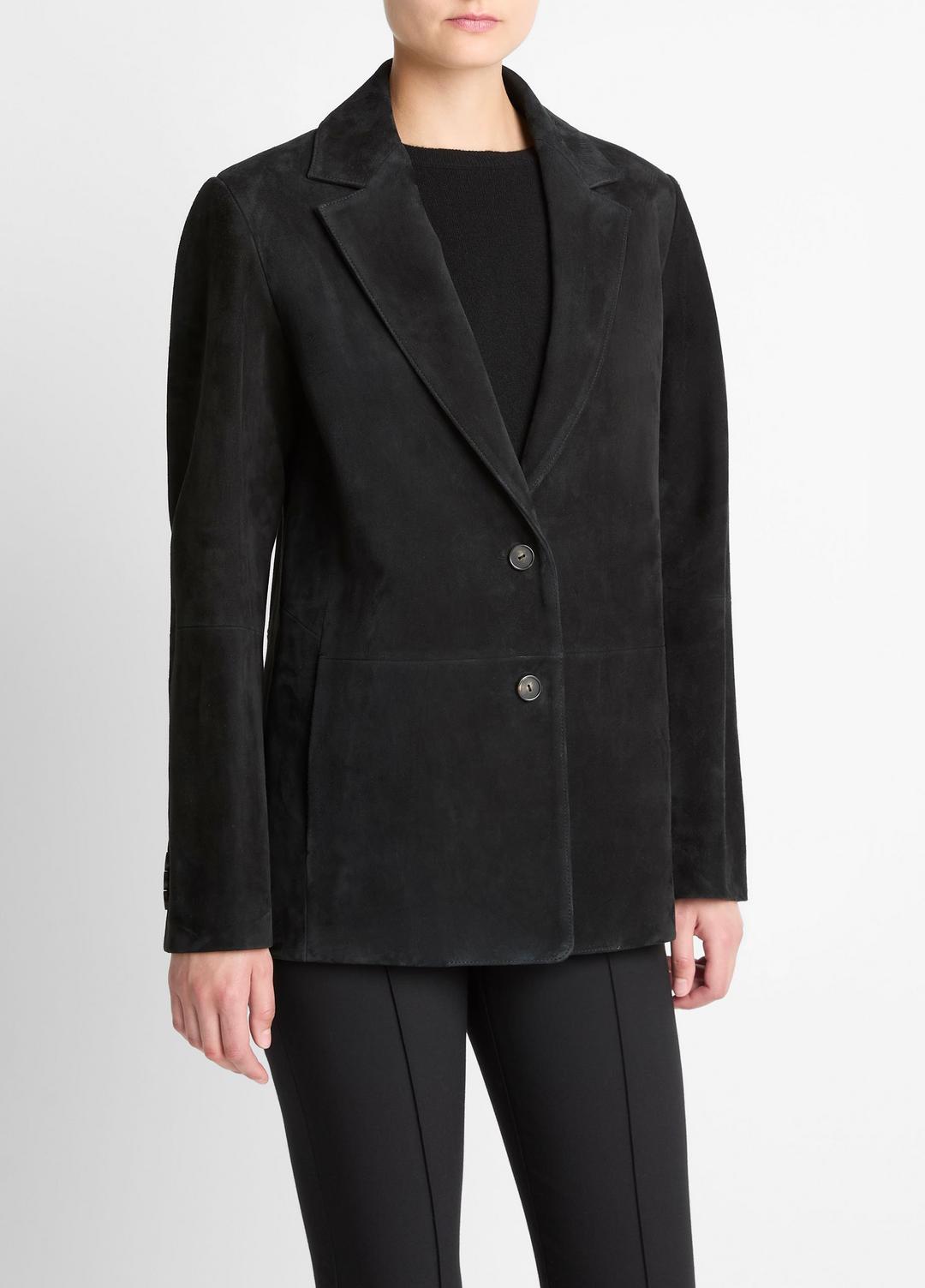 Suede Blazer in Blazers - BLACK