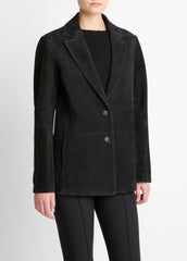 Suede Blazer in Blazers - BLACK