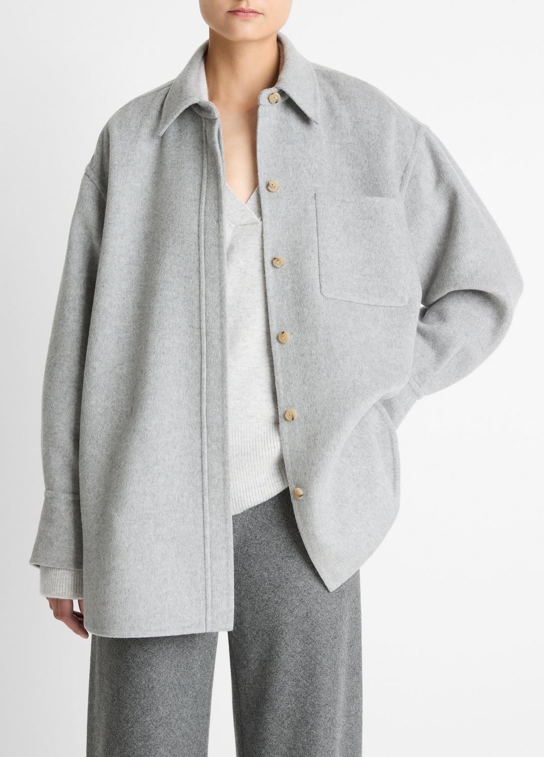 Double-Face Wool & Cashmere-Blend Shirt Jacket in Jackets - HEATHER GREY