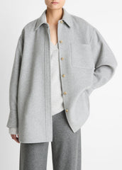 Double-Face Wool & Cashmere-Blend Shirt Jacket in Jackets - HEATHER GREY