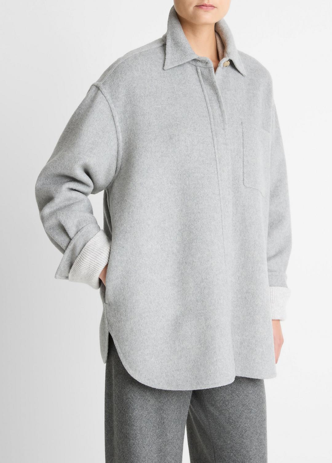 Double-Face Wool & Cashmere-Blend Shirt Jacket in Jackets - HEATHER GREY
