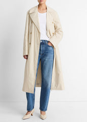 Padded Cotton Long Coat in Coats - WHITE TEA