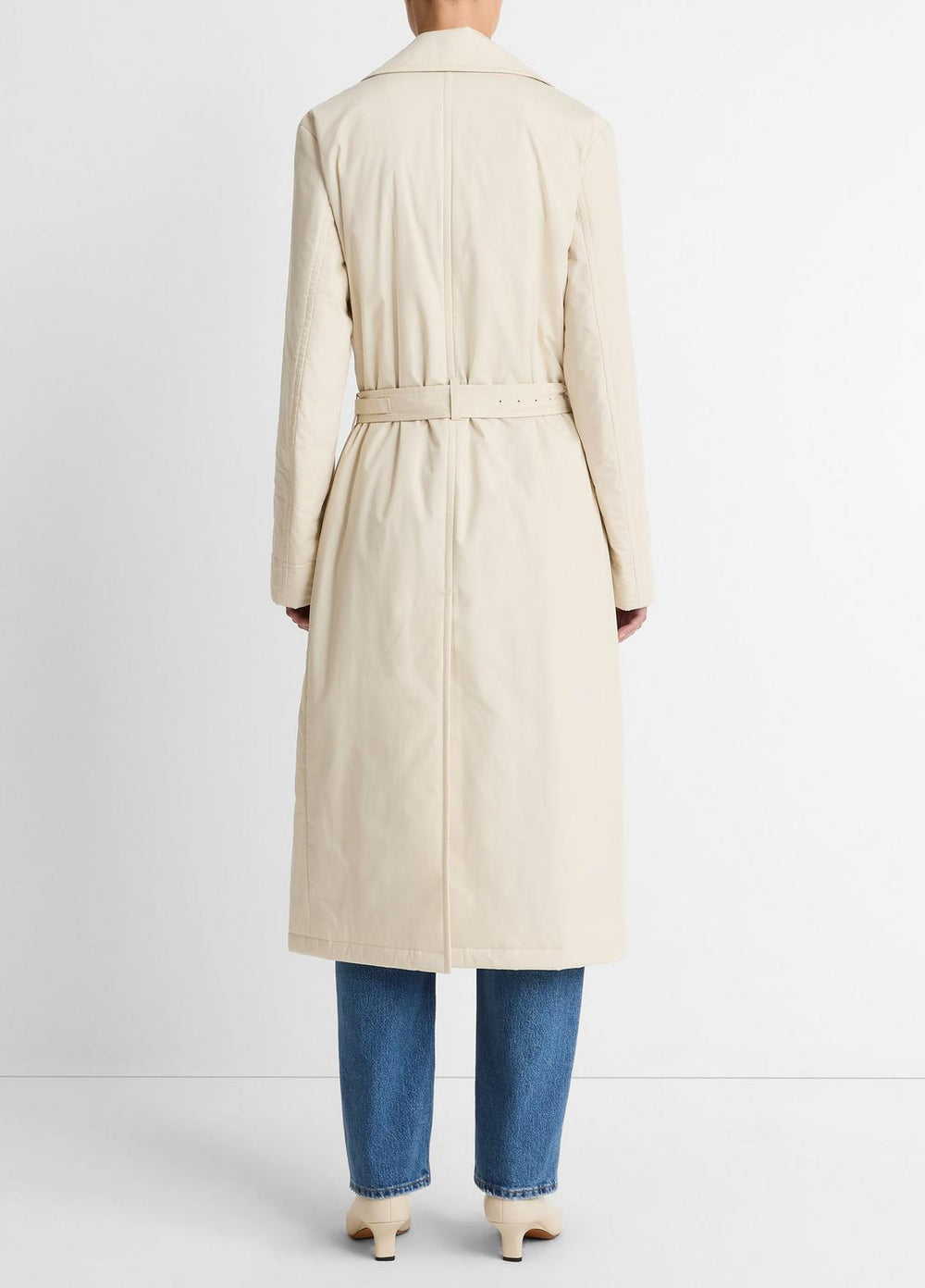 Padded Cotton Long Coat in Coats - WHITE TEA