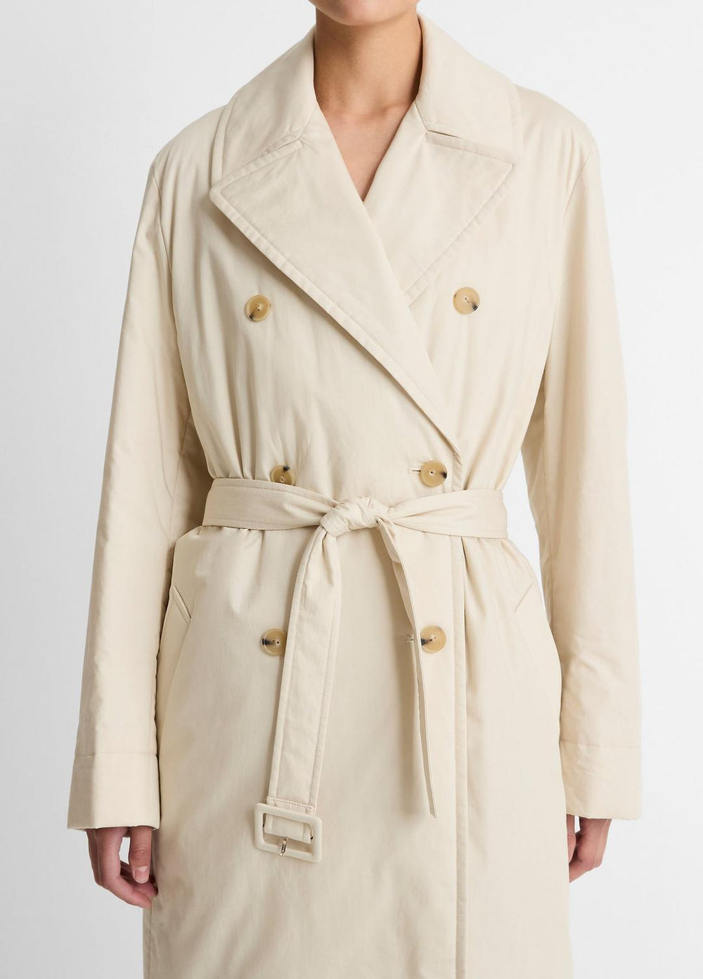 Padded Cotton Long Coat in Coats - WHITE TEA