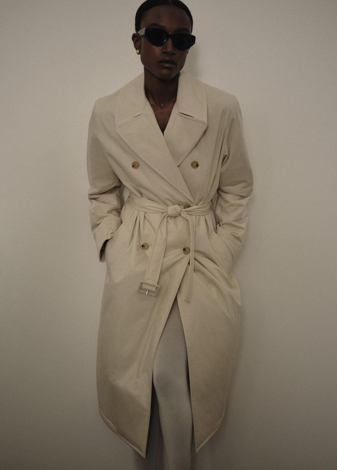 Padded Cotton Long Coat in Coats - WHITE TEA