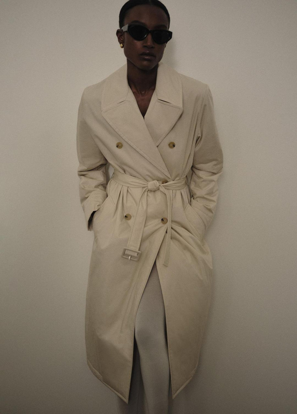Padded Cotton Long Coat in Coats - WHITE TEA